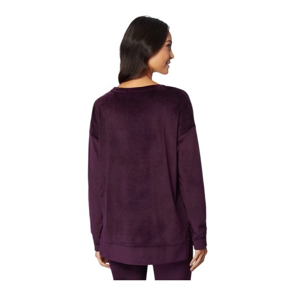 32 DEGREES Ladies' Crewneck Drop Shoulder Velour Pullover - Picture 2 of 3